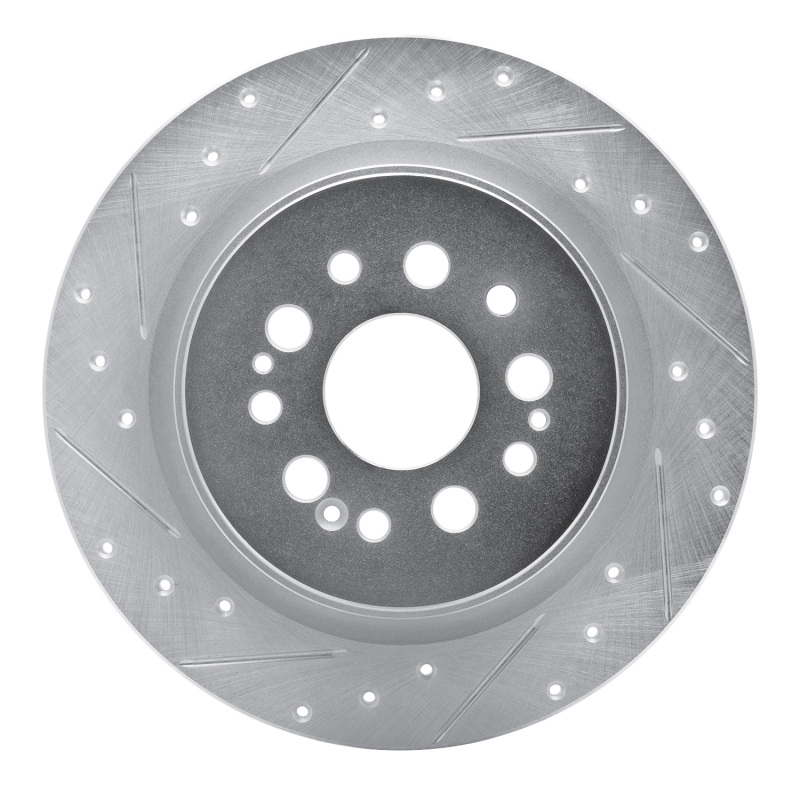 Acura RDX Brake Rotor (1) - Rear Left - R1 Concepts - Drilled & Slotted - Silver - `17-`25